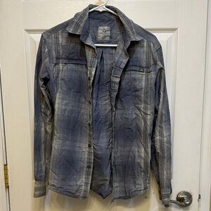 Ascend Gray and Blue Plaid Shirt Jacket